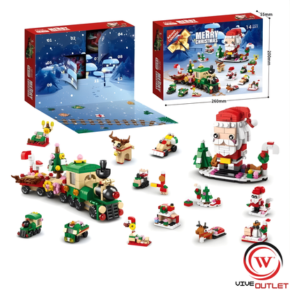 Christmas Building Block Advent Calendar – Train & Santa Claus DIY Set